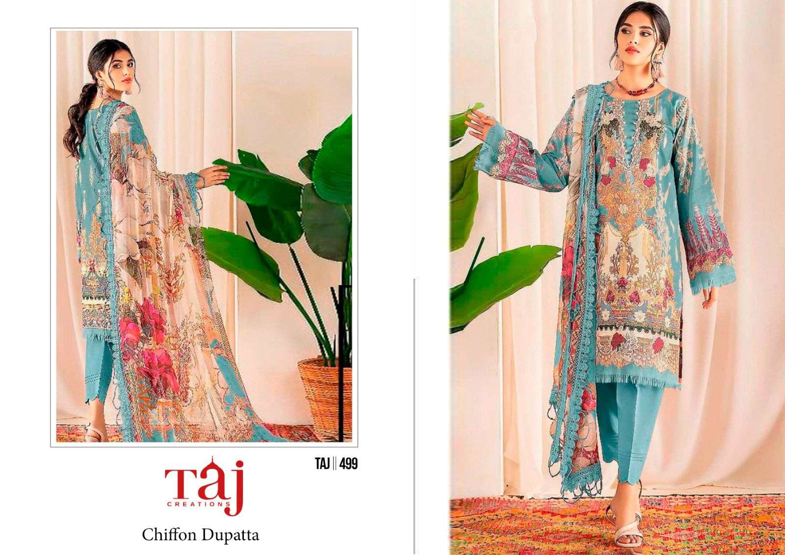 Taj Creations 499 queen court hit designer pure cotton suit 