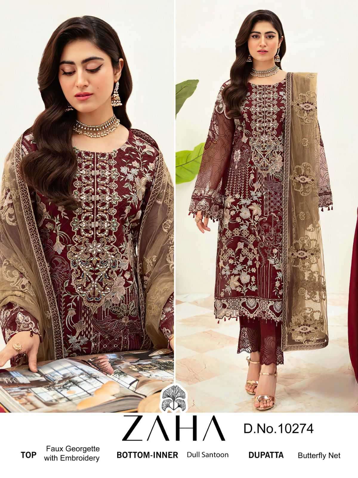 zaha 10274 georgette heavy embroidered suit 