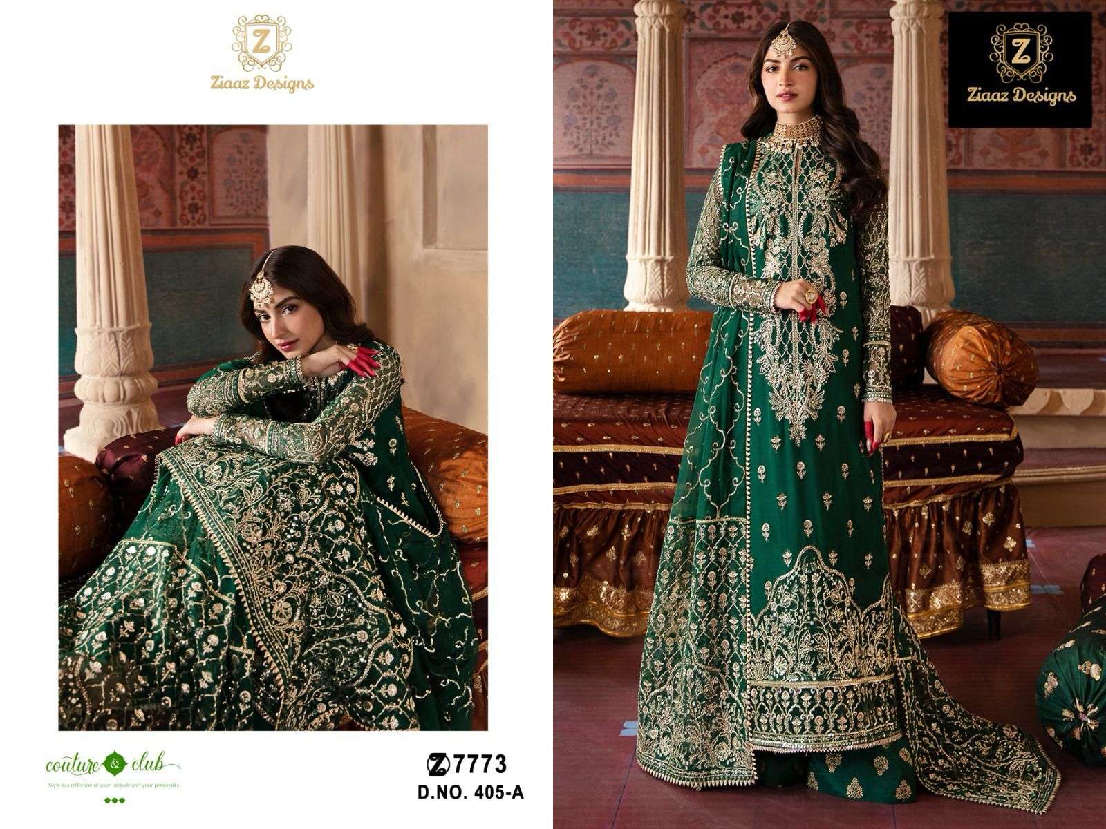 Ziaaz Designs 405 Georgette very heavy embroidered suit