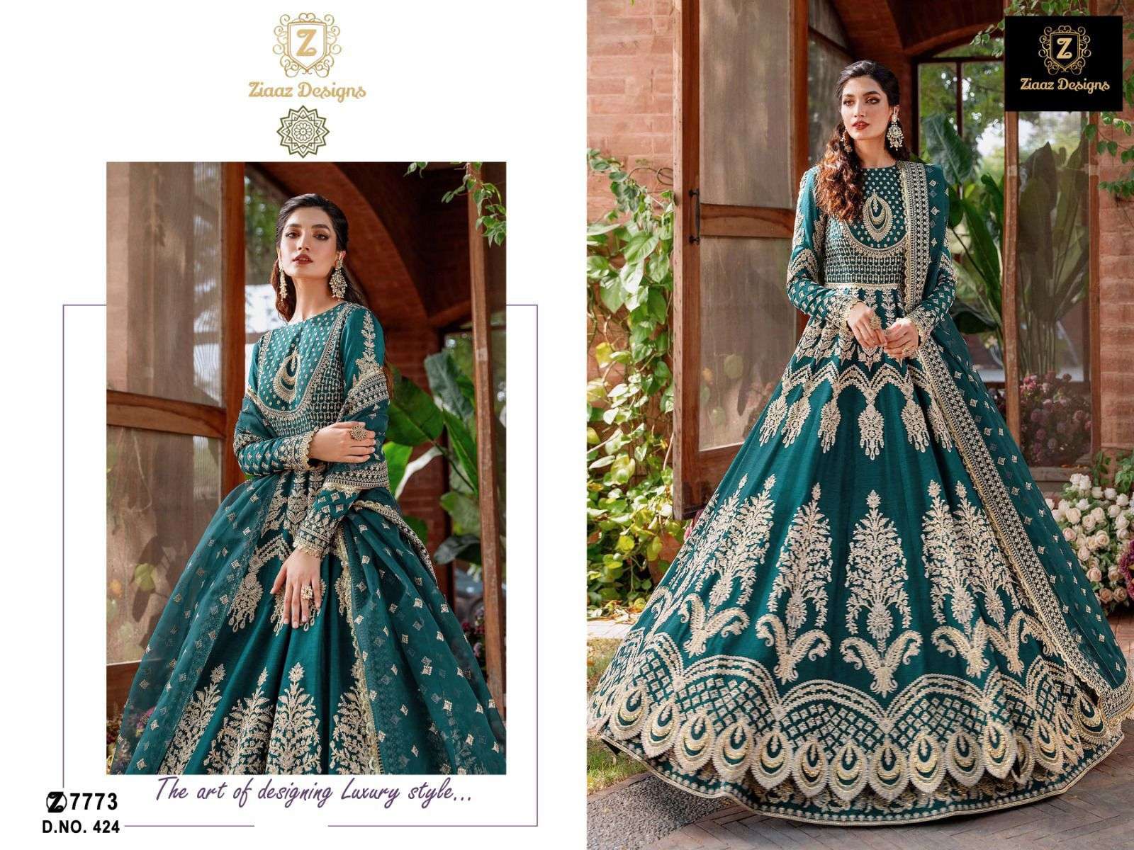 ziaaz designs 424 designer georgette heavy embroidered suit