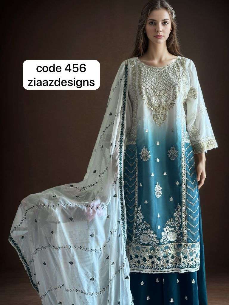 Ziaaz Designs 456 Georgette very heavy embroidered suit 
