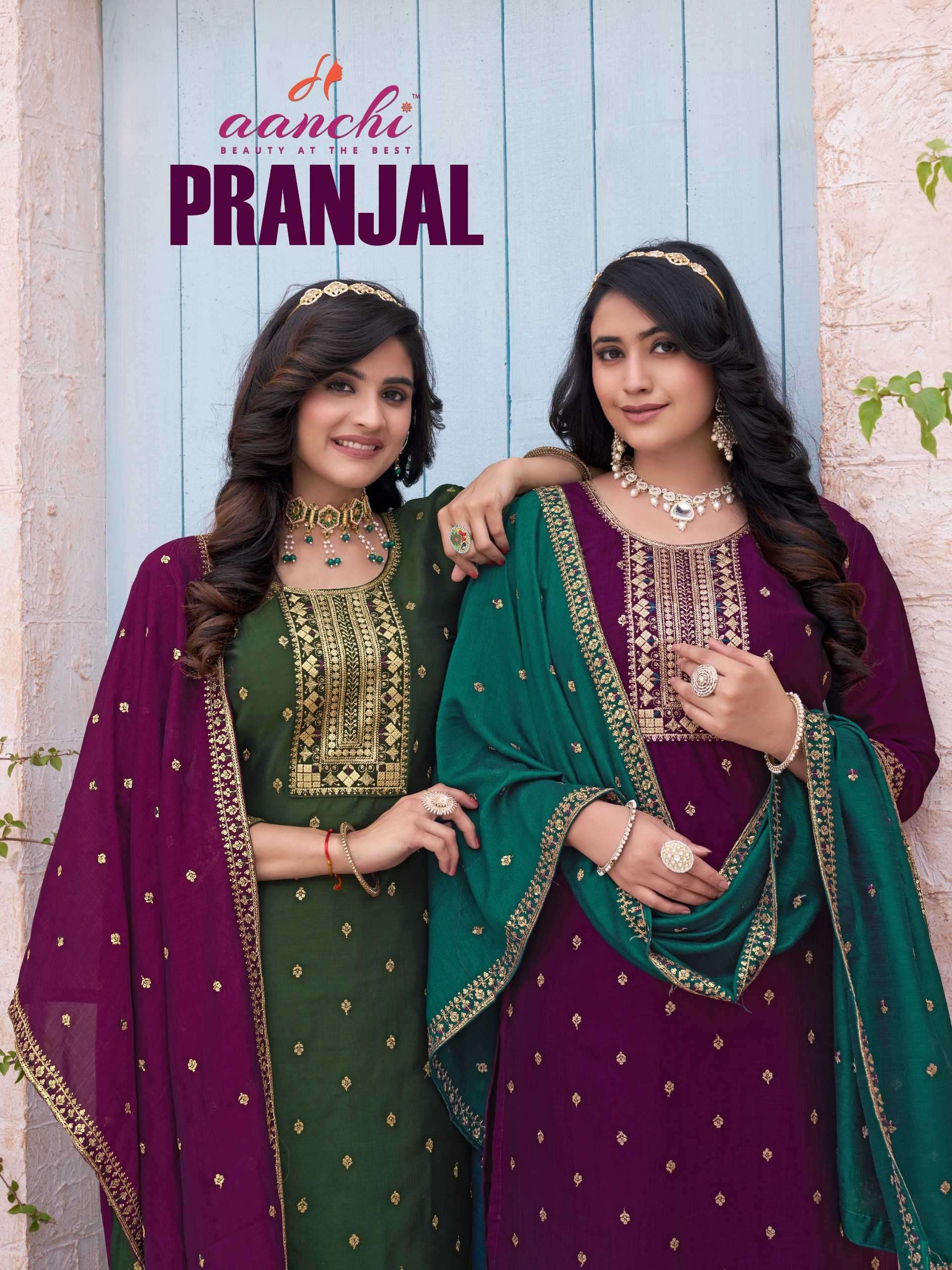 aanchi pranjal series 1001-1004 vichitra readymade suit 