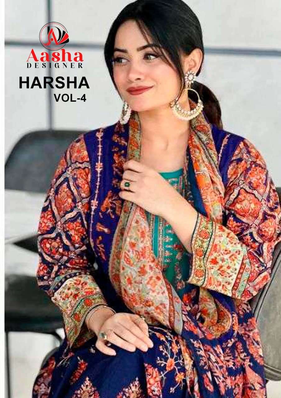 aasha designer harsha vol 4 1042 Pure Cotton Print suit