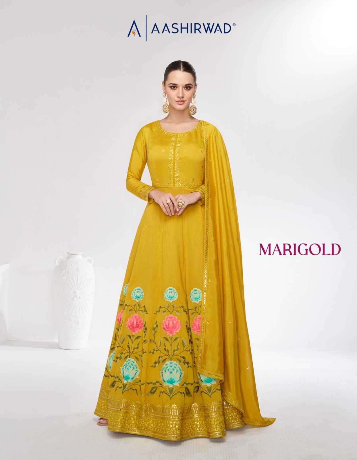 aashirwad marigold 9978-9979 premium silk gown with dupatta 