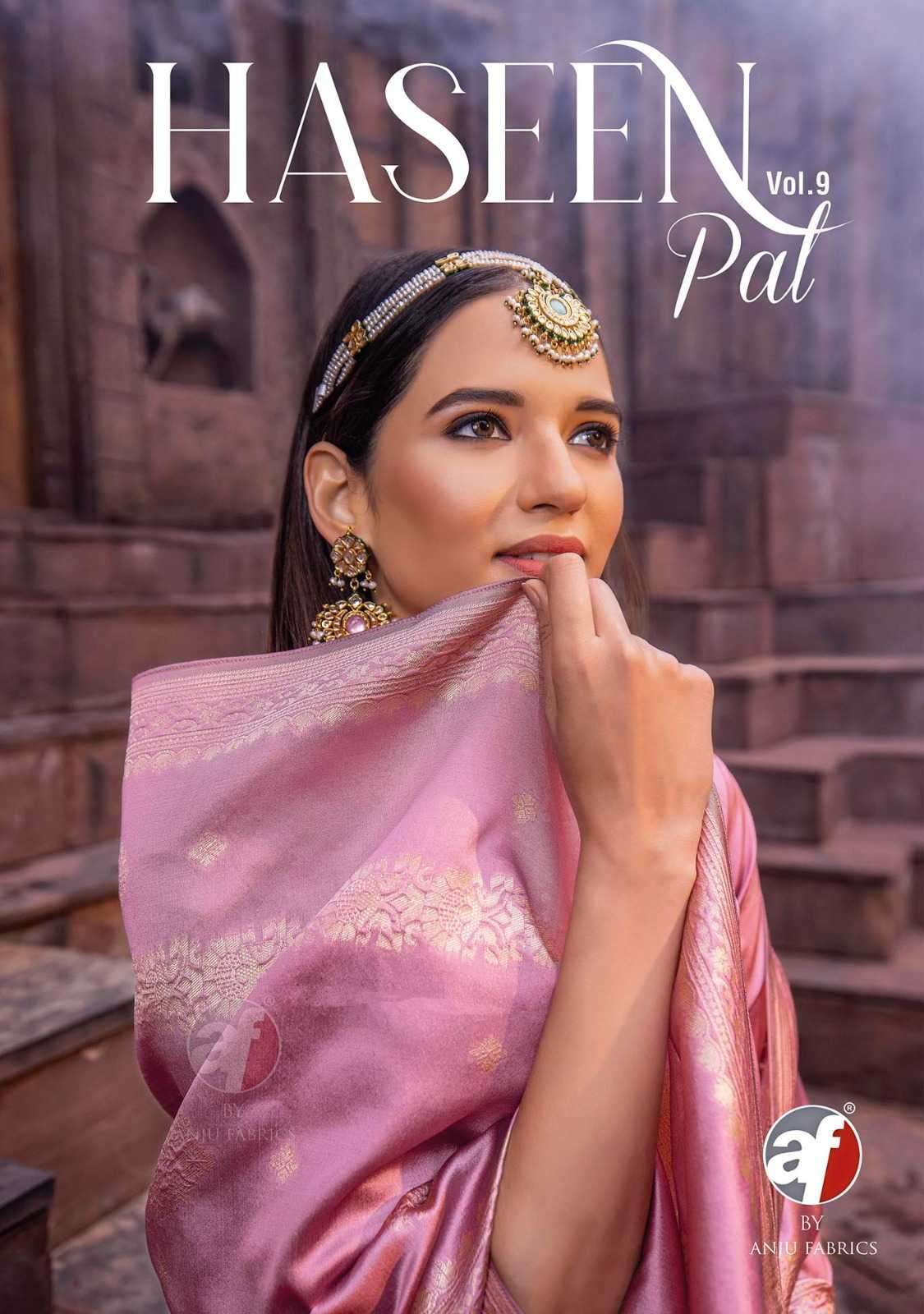 anju fab haseen pal vol 9 series 3641-3646 banarasi silk readymade suit 