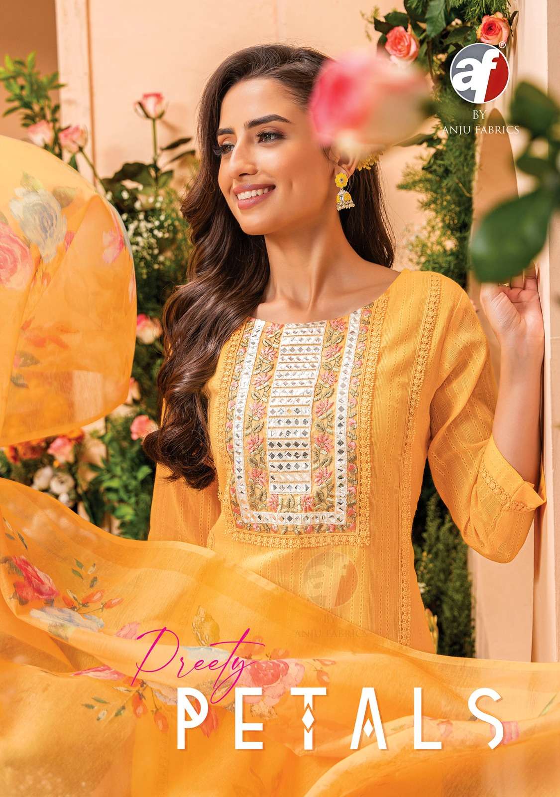 Anju Fab Preety Petals designer viscose cotton dobby suit