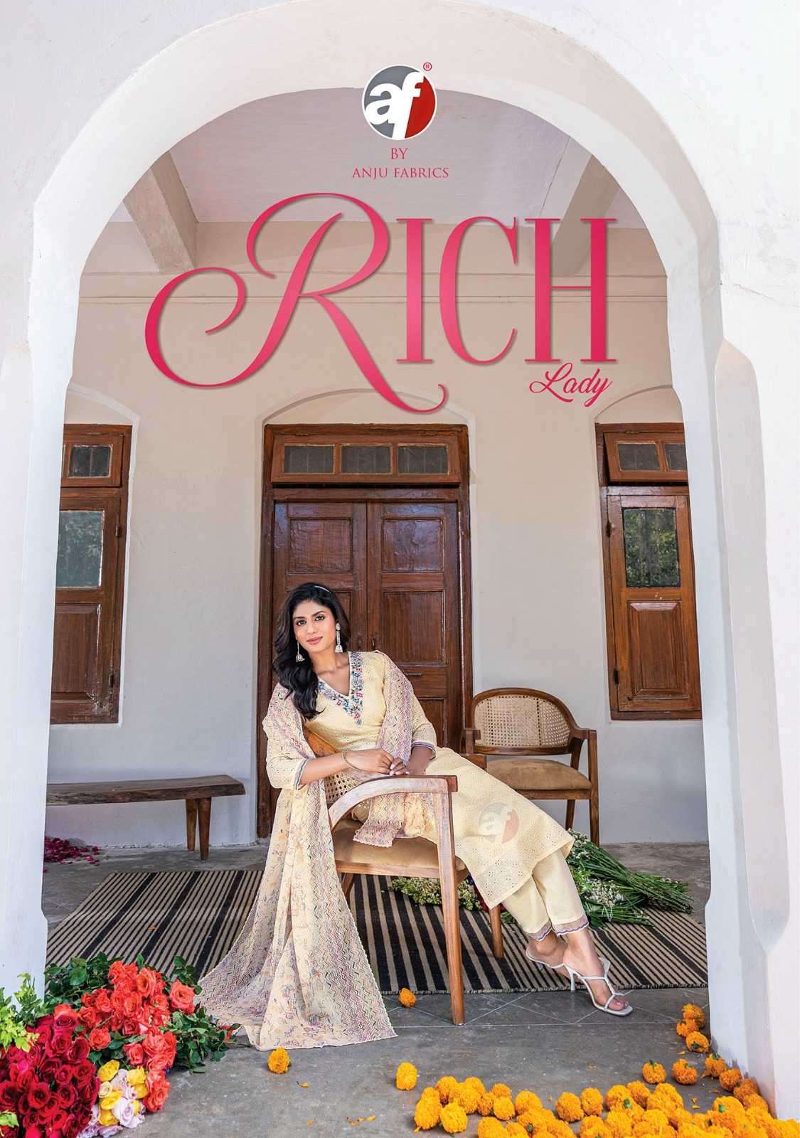 anju fab rich lady series 3671-3676 cotton readymade suit 