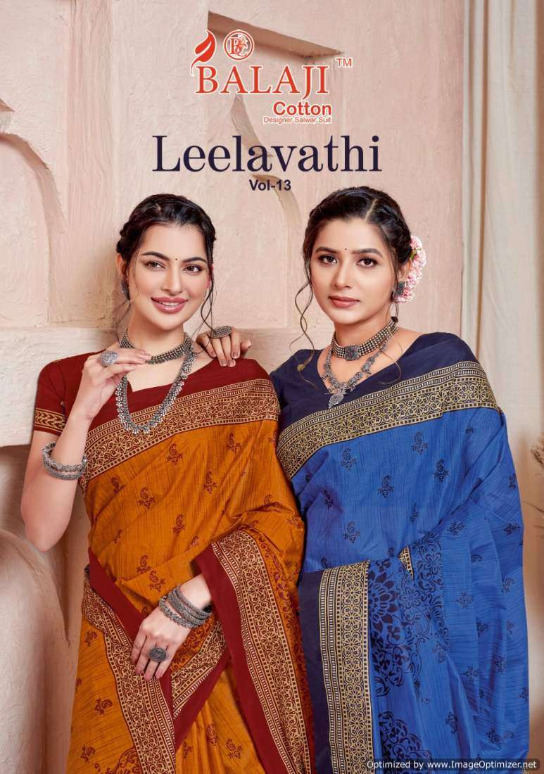 Balaji Leelavathi Vol-13 series 13001-13010 Pure Cotton Printed saree