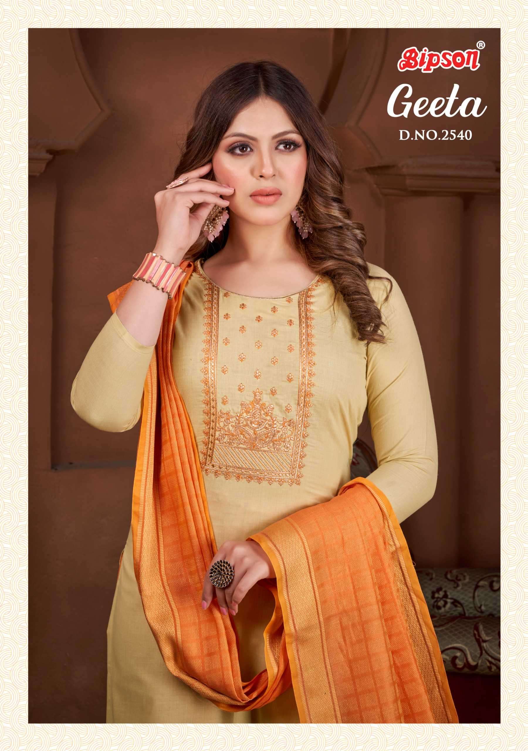 bipson geeta 2540 Pure Cotton Dyed With Kashmiri embroidery work suit 