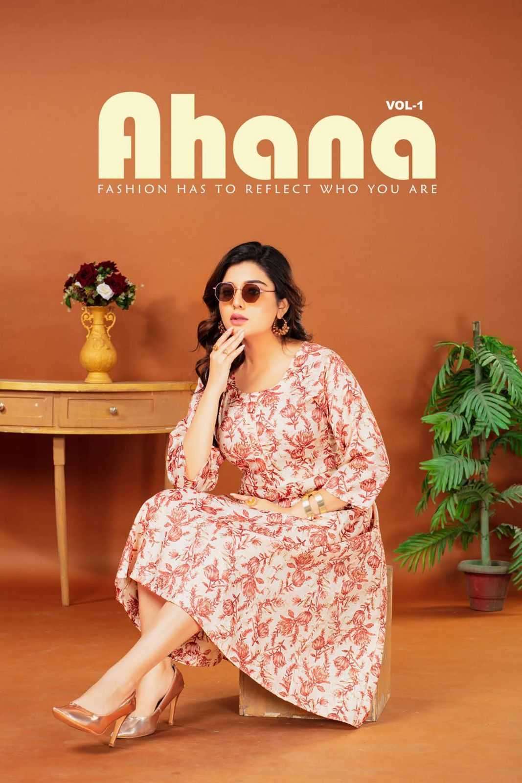 ft ahana vol 1 series 101-108 Heavy Capsule Foil Print kurti