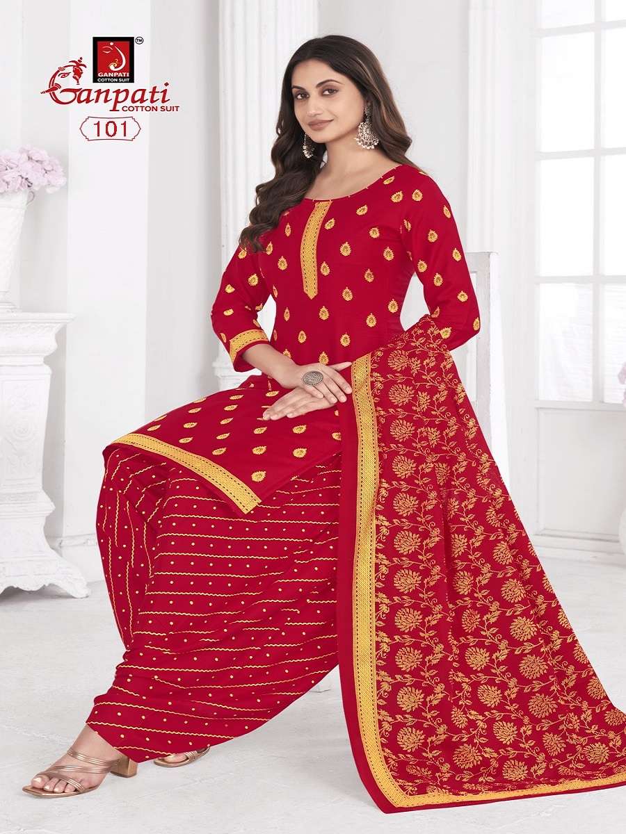 Ganpati Gold And Gold Vol-1 series 101-106  Pure Cotton suit