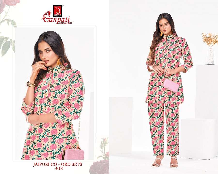 Ganpati Jaipuri Vol-9 series 901-910 Jaipuri Cotton Printed Co-ord Set