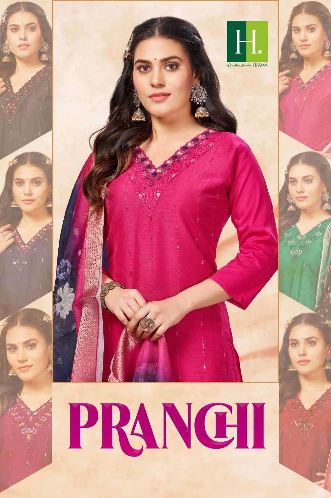 hirwa pranchi series 101-106 Long Slub Silk readymade suit 