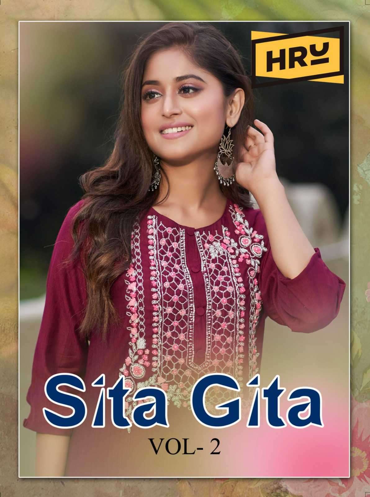 hru sita gita vol 2 nylon by viscose work kurti 