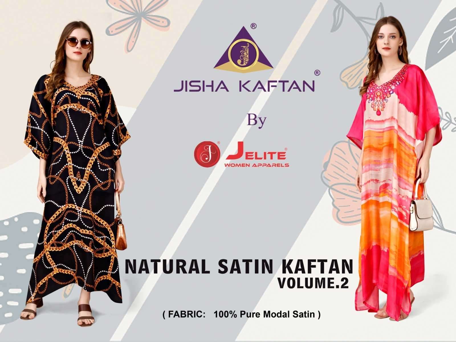 jisha Natural Satin Kaftans Vol -2 series 5005-5008 Natural Modal Satin kaftan