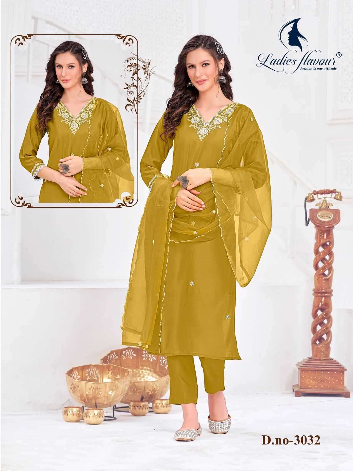ladies flavour LF-3032-3033 Roman with Heavy Embroidery readymade suit 