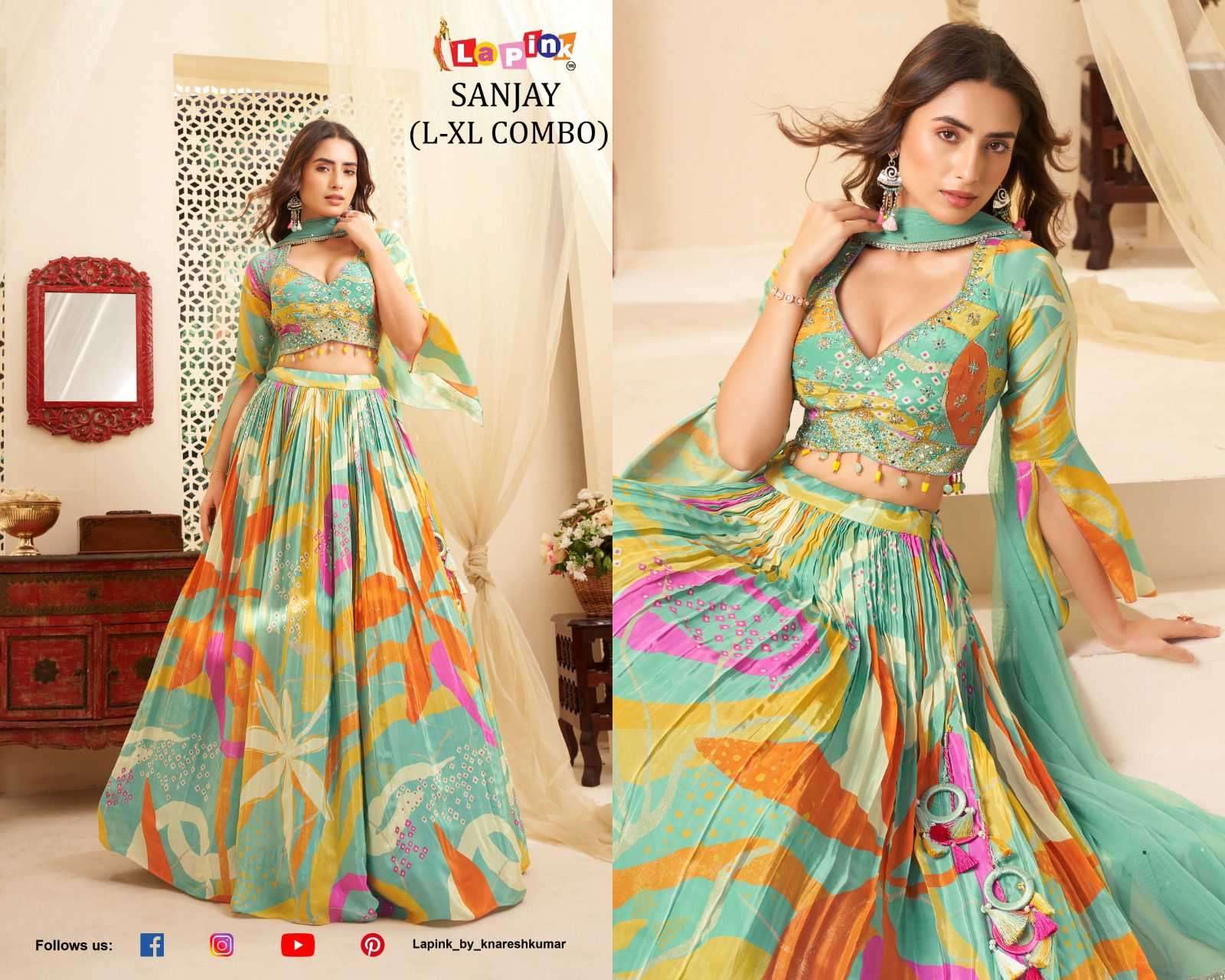 lapink 3pc readymade dresses sharara gown indo western plazzo crop top 