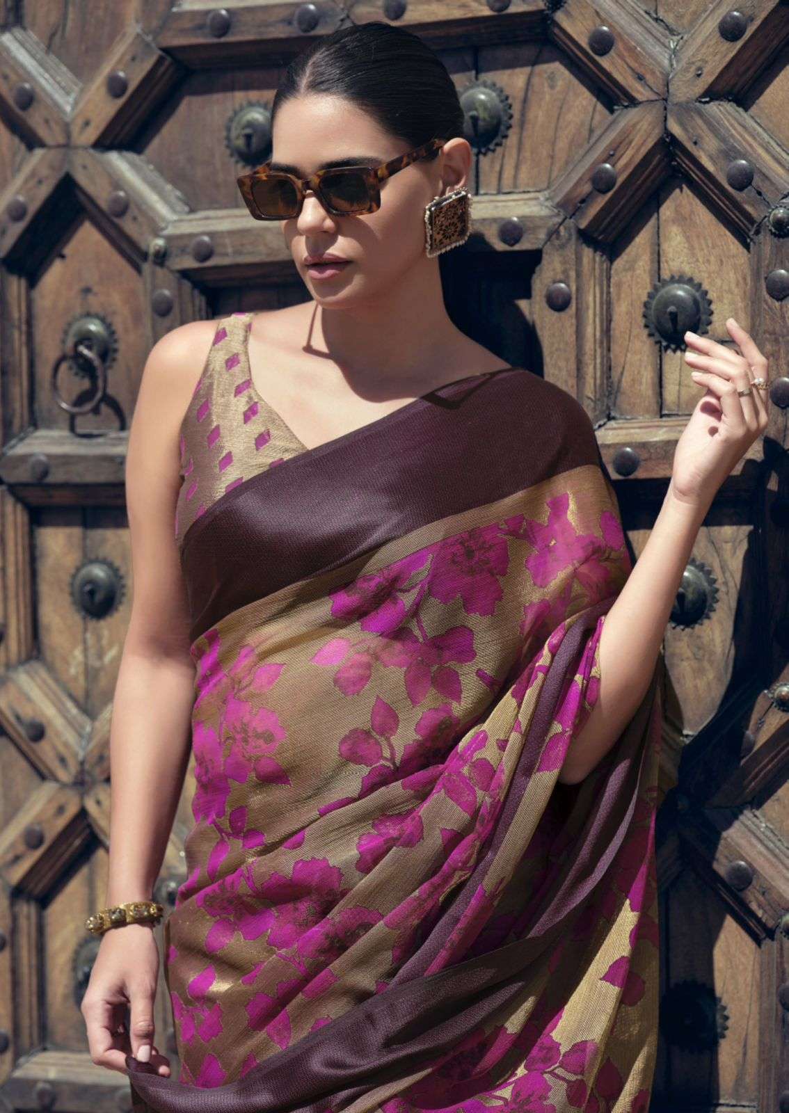  LT Fabrics MOUSAMI Fancy Chiffon Barasao Silk saree
