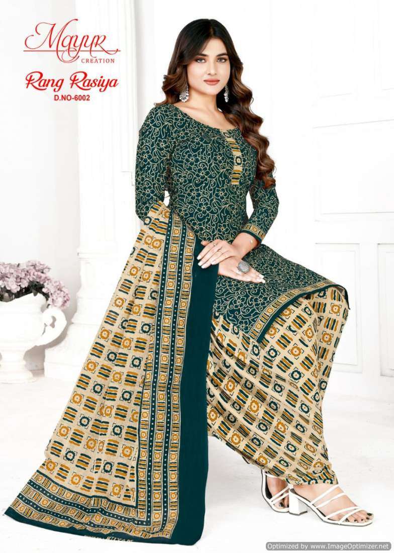 Mayur Rang Rasia Vol-6 series 6001-6010 Pure Cotton Printed suit