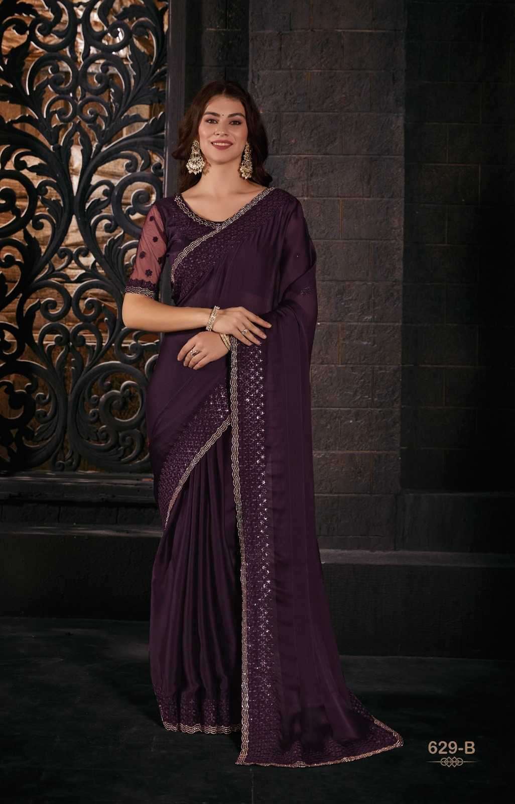 mehak 629a-629f Pure Satin Chiffon saree