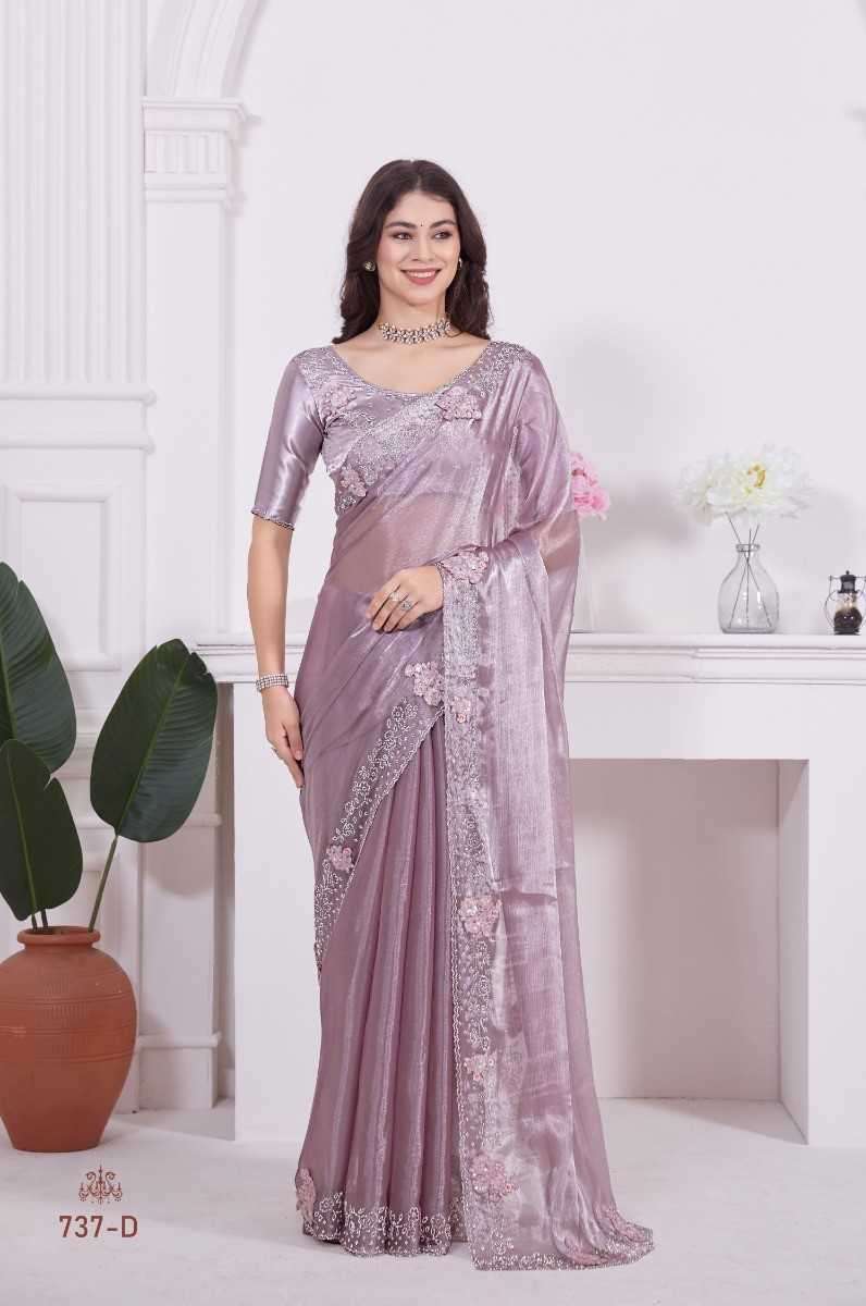 mehak series 737a-737d light colour Burberry Fabric saree