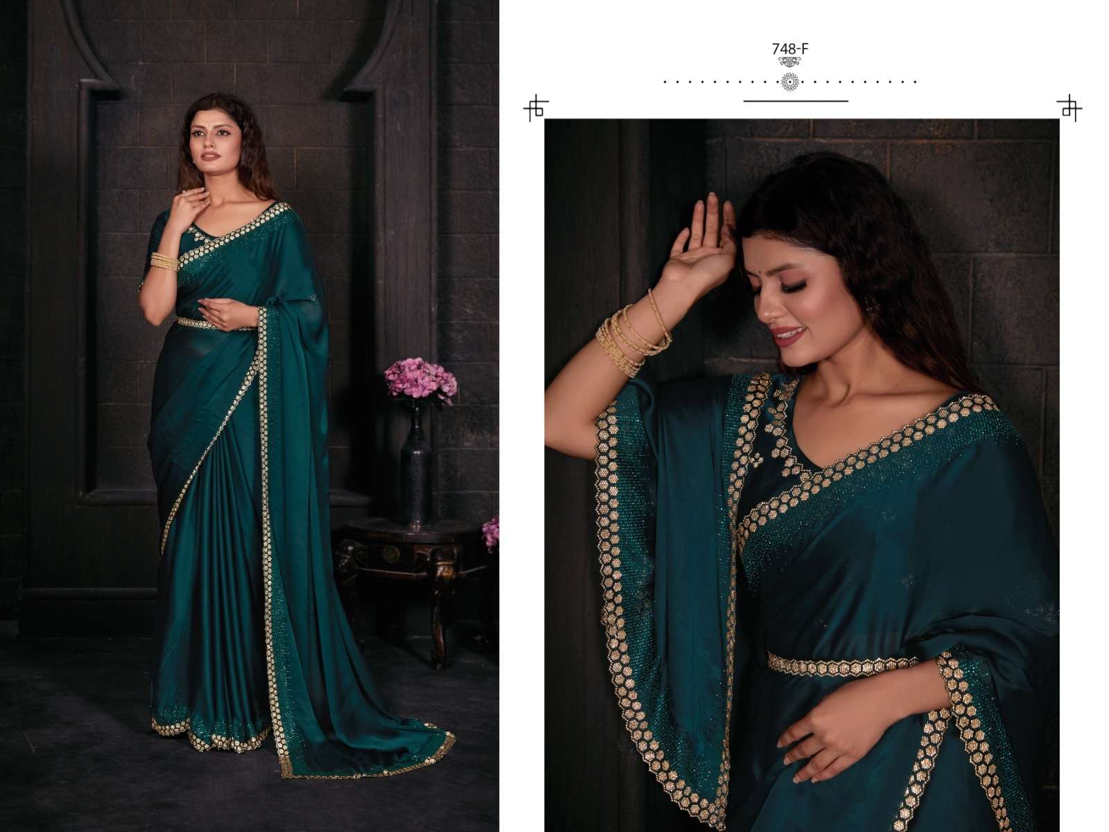 MEHEK 748A TO 748F designer Pure Satin Georgette saree