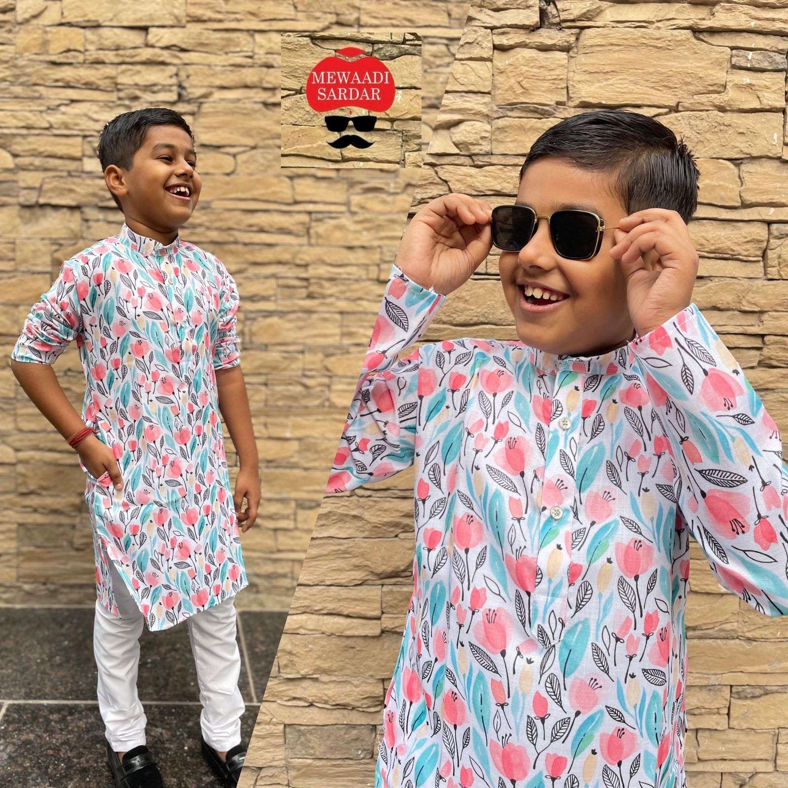 Mewaadi Sardar Little Masters designer Soft Cotton printed kurta pyjama 