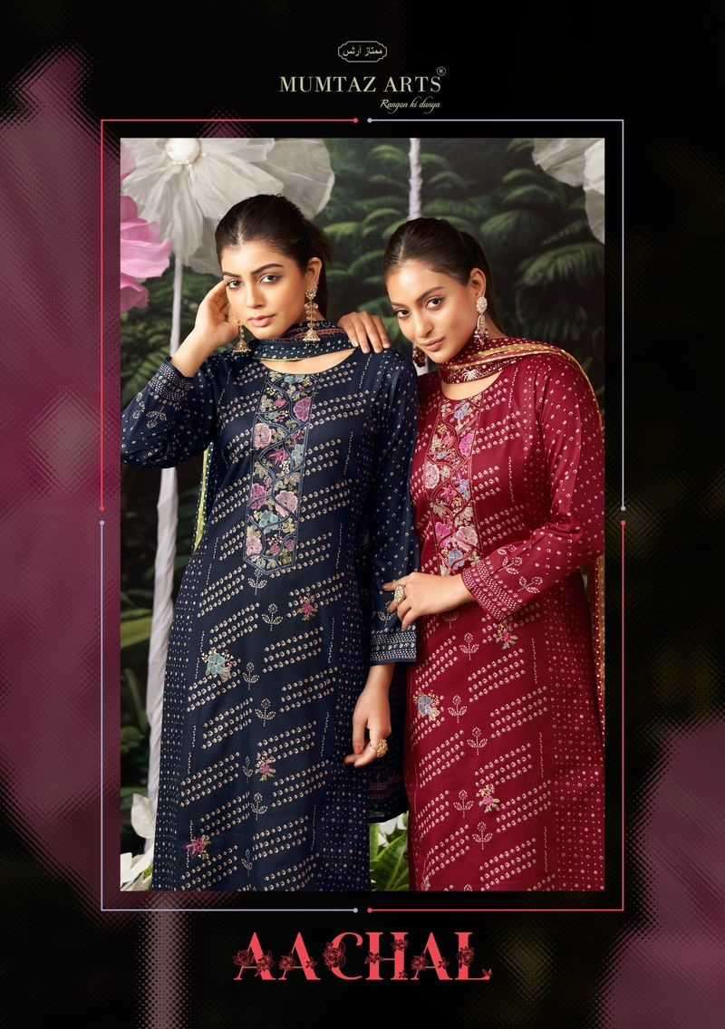 mumtaz arts aachal exclusive wear series 1801-1804 pure jam satin suit