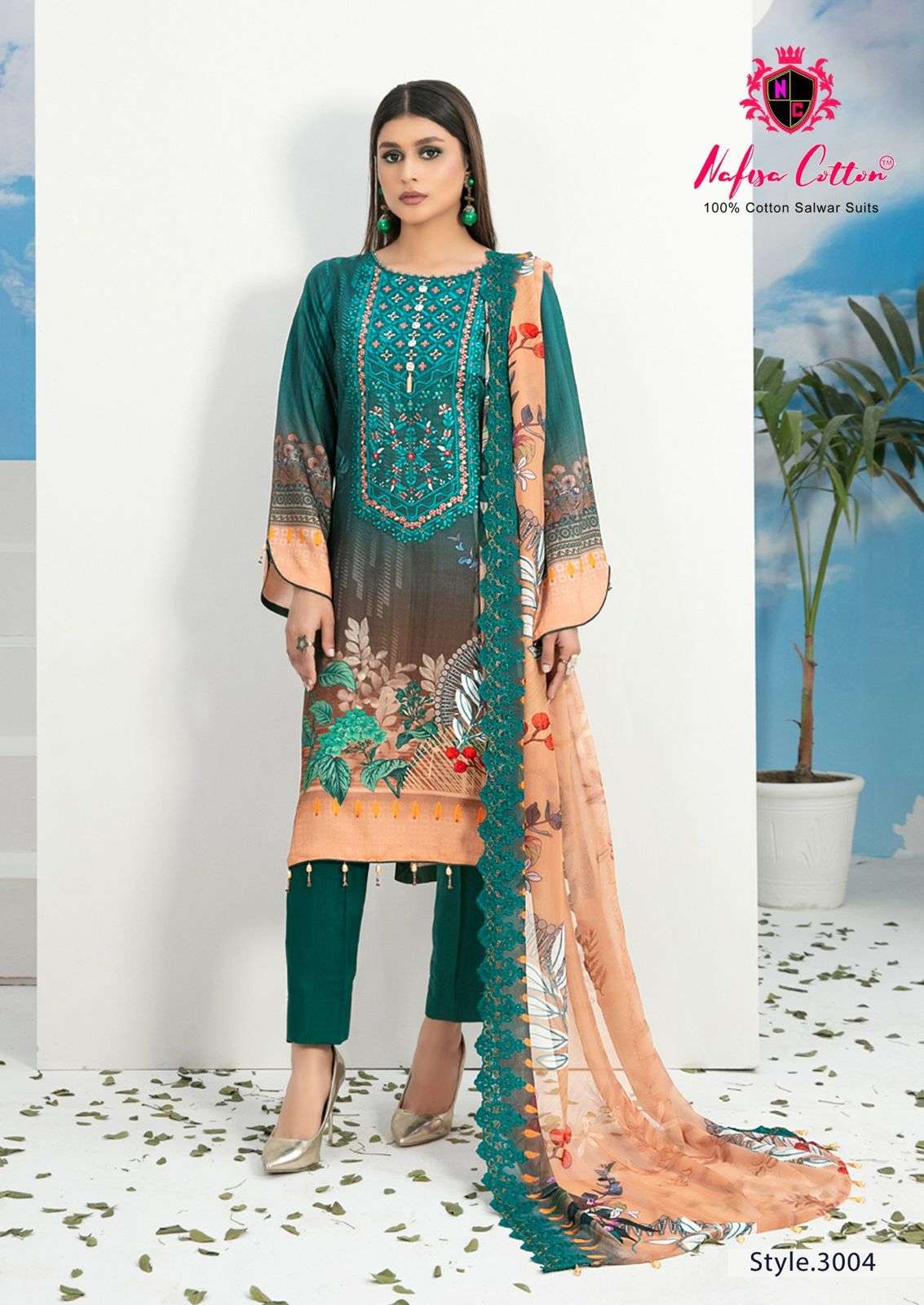 Nafisha Cotton Andaaz  3004 Pure Soft Cotton Digital Print Salwar Suit