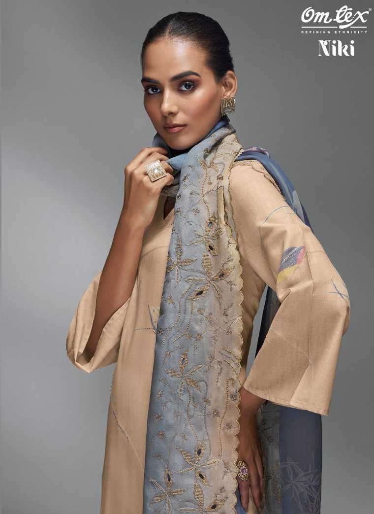 omtex niki series 5051 linen cotton digital print suit 