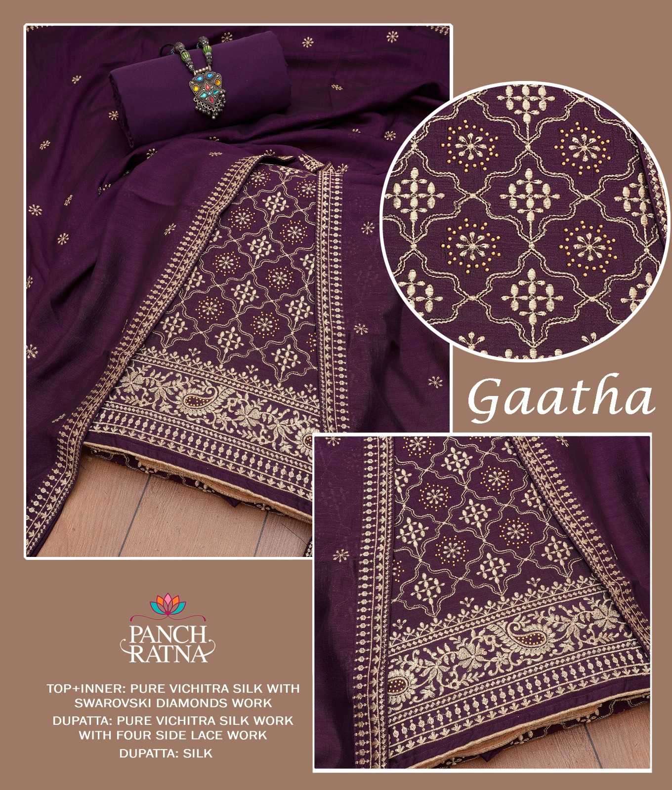 panch ratna gaatha vichitra silk with diamond work suit