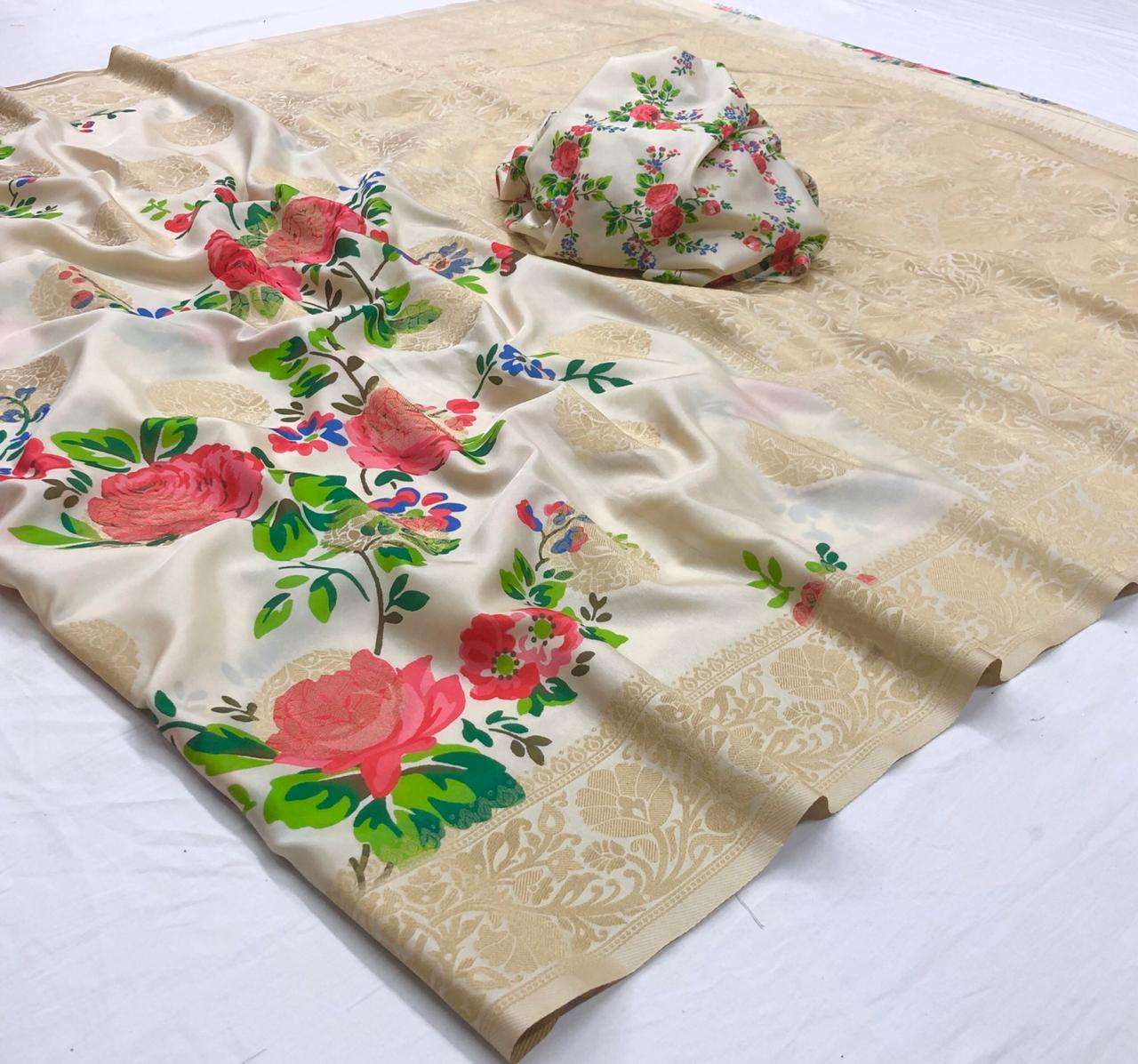 Pooja Silk designer  Digital Print with Soft Silk saree
