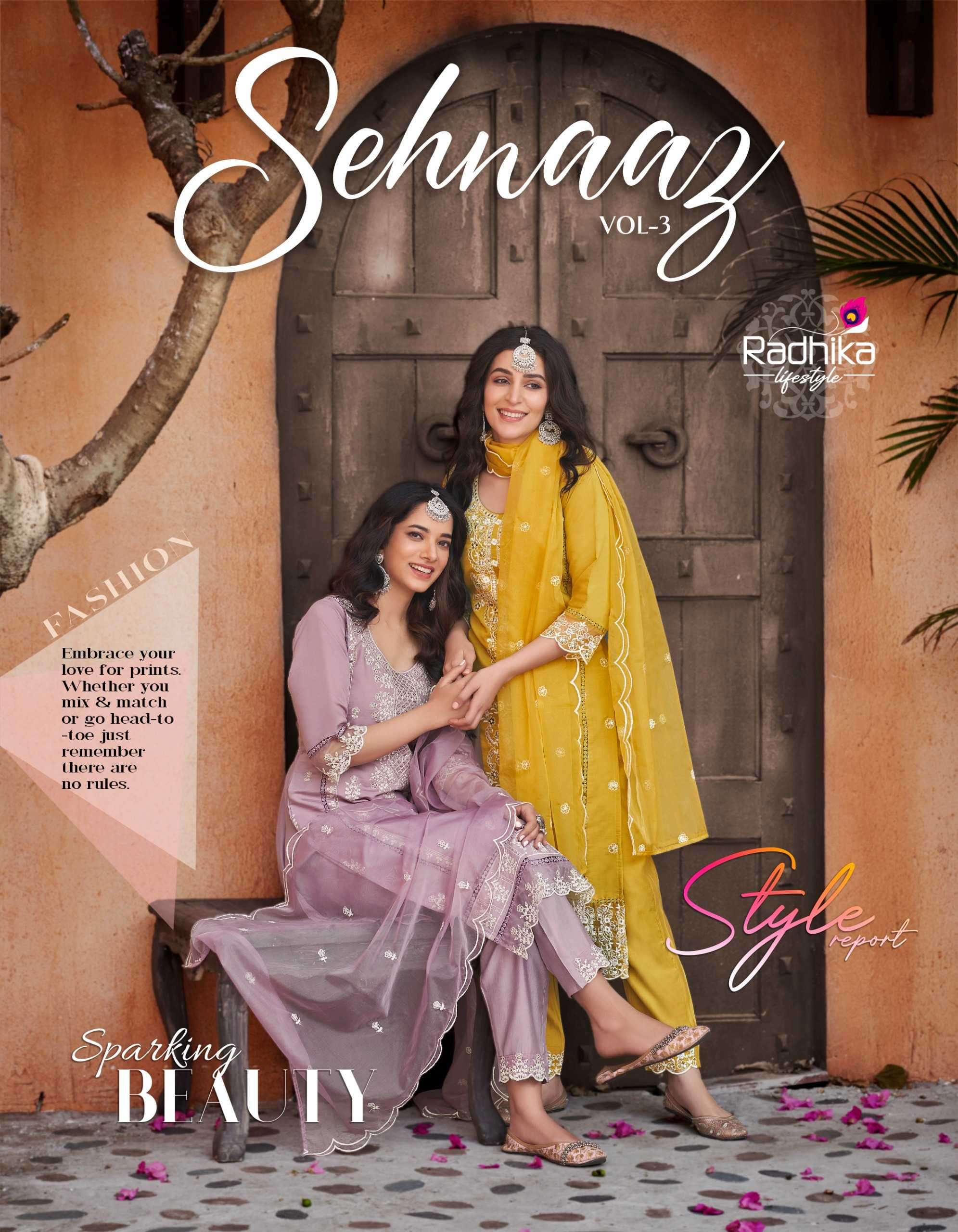 radhika lifestyle sehanz vol 3 series 3001-3006 pure roman silk readymade suit 