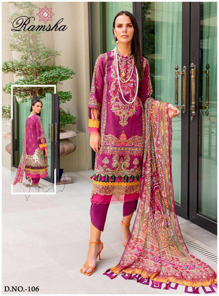 Ramsha Farasha 106 Pakistani Lawn Cotton Salwar Suit 
