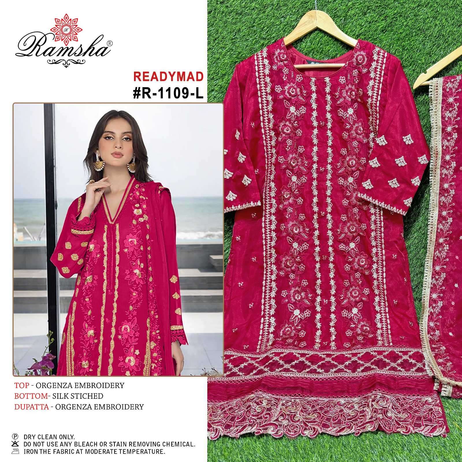 ramsha R-1109 nx ijkl organza embroidery readymade suit 