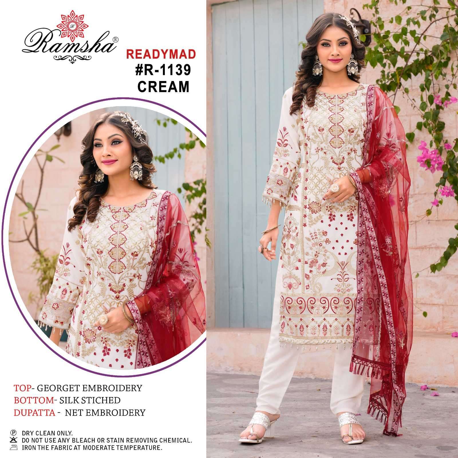 ramsha R-1139 nx georgette embroidered readymade suit 