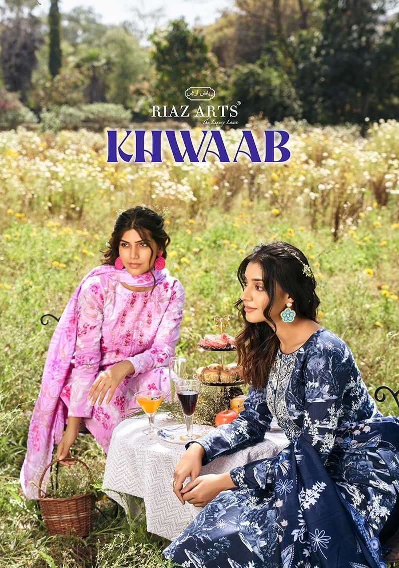 riaz artz khwaab series 2301-2307 pure karachi lawn cambric suit 