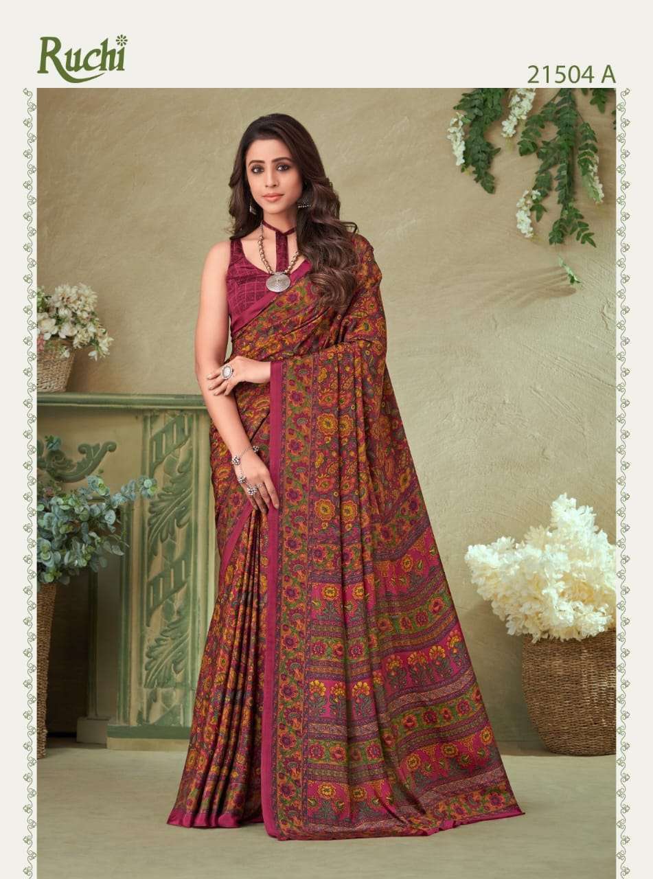 RUCHI 21501A DESIGNER SILK CRAPE SAREE