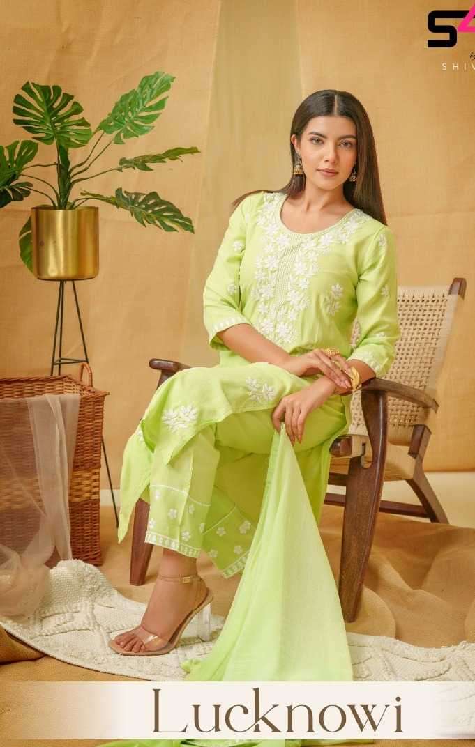 s4u lucknowi series 1001-1006 rayon readymade suit 