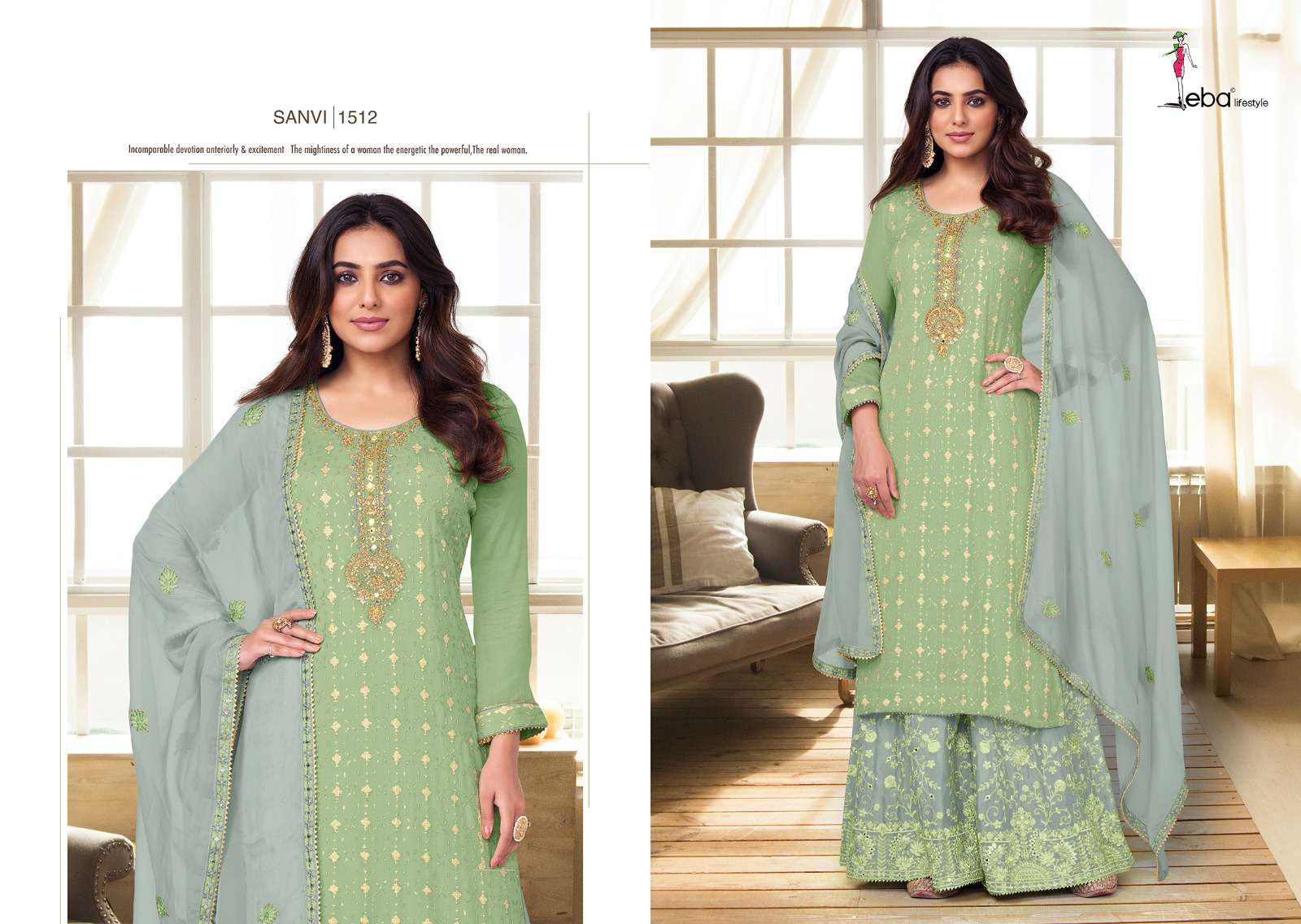 sanvi designer hevey Chinon with embroidery work suit