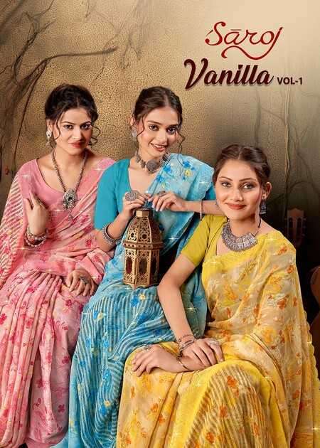 saroj vanila vol 1 series 1001-1008 Floral Print on Weightless saree