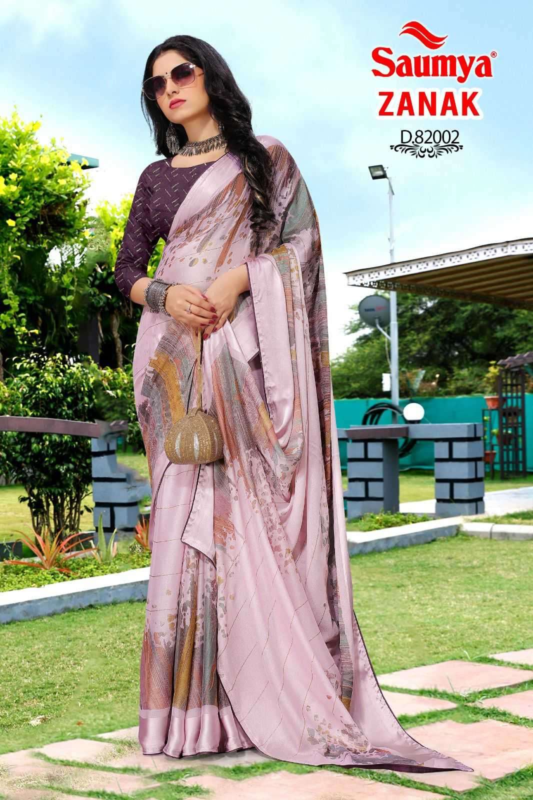 saumya zanak series 82001-82008 Kreva crape with satin border saree