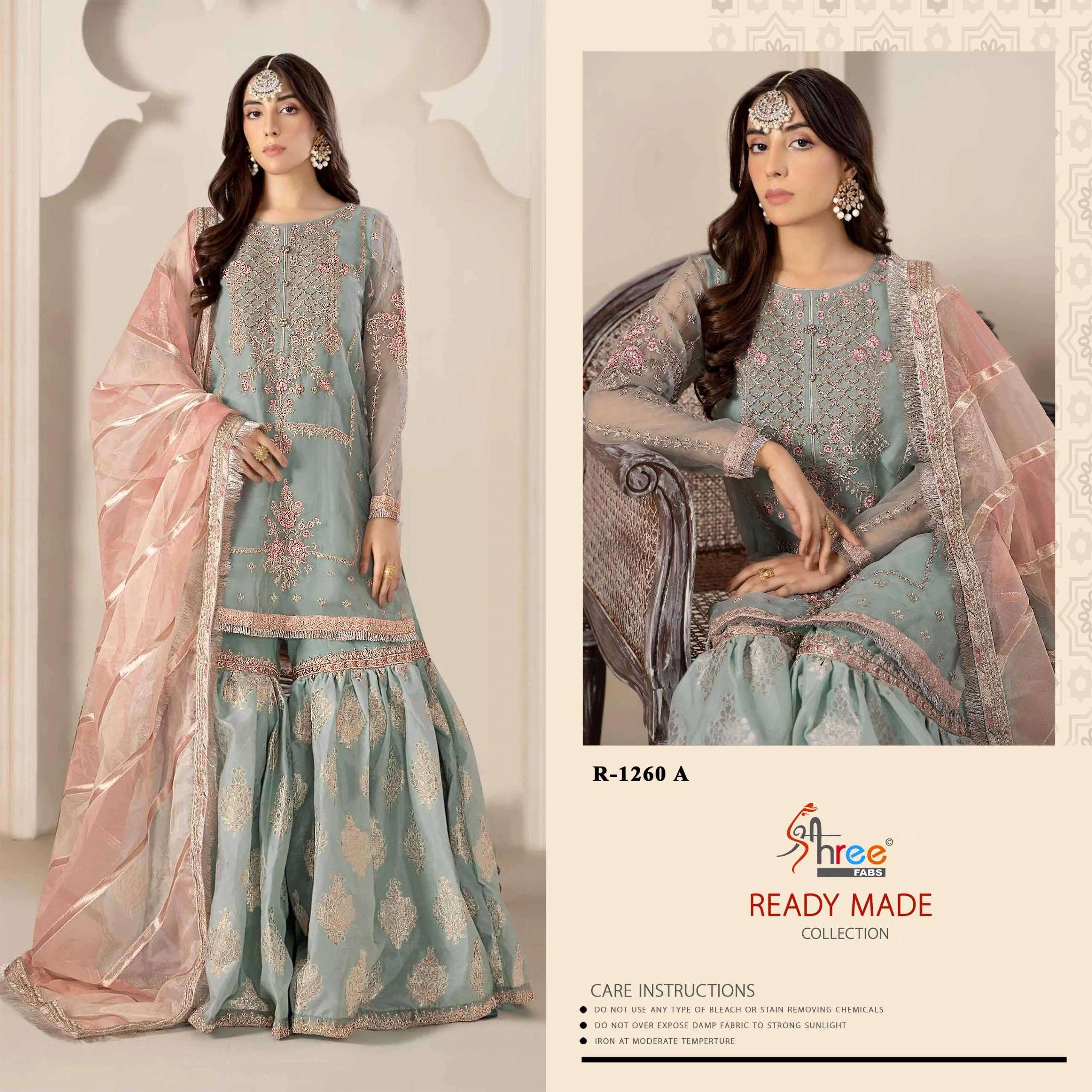 shree fab R-1260 organza  kasak khatli work readymade suit 