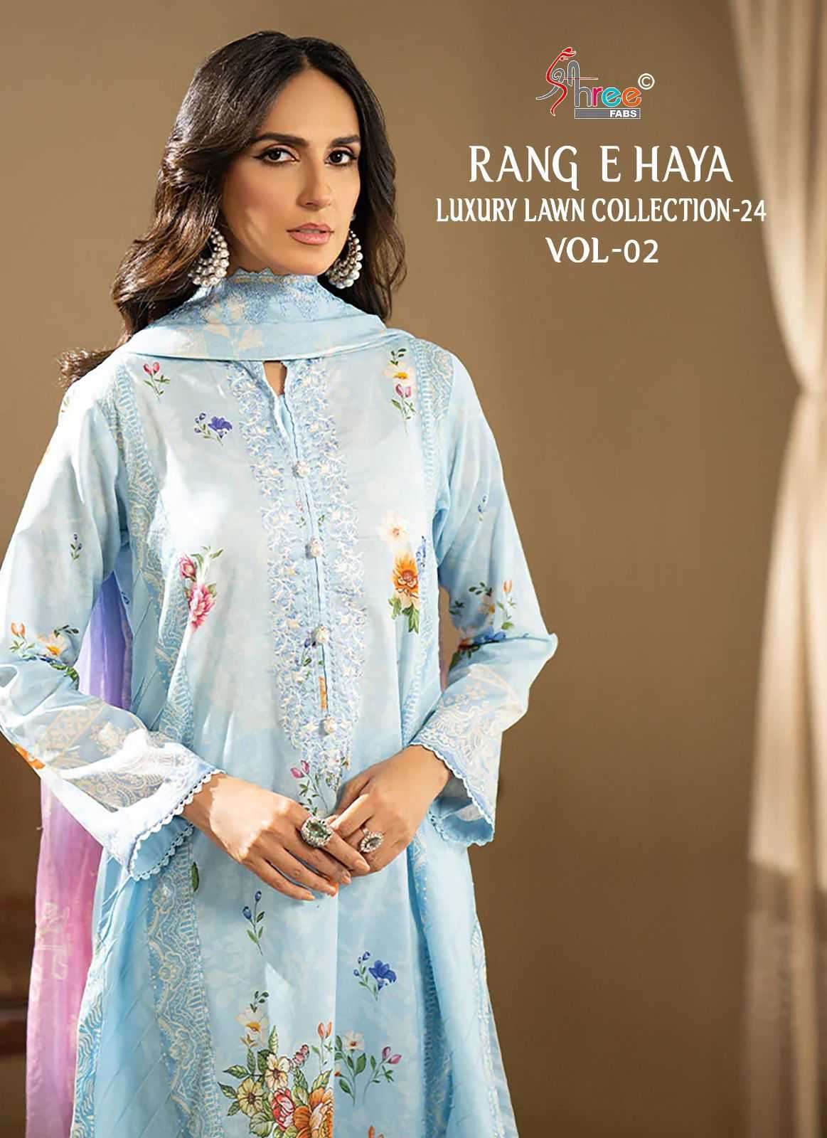 shree fabs rang e haya lux lawn collection vol 2 series 3464-3469 pure cotton suit 