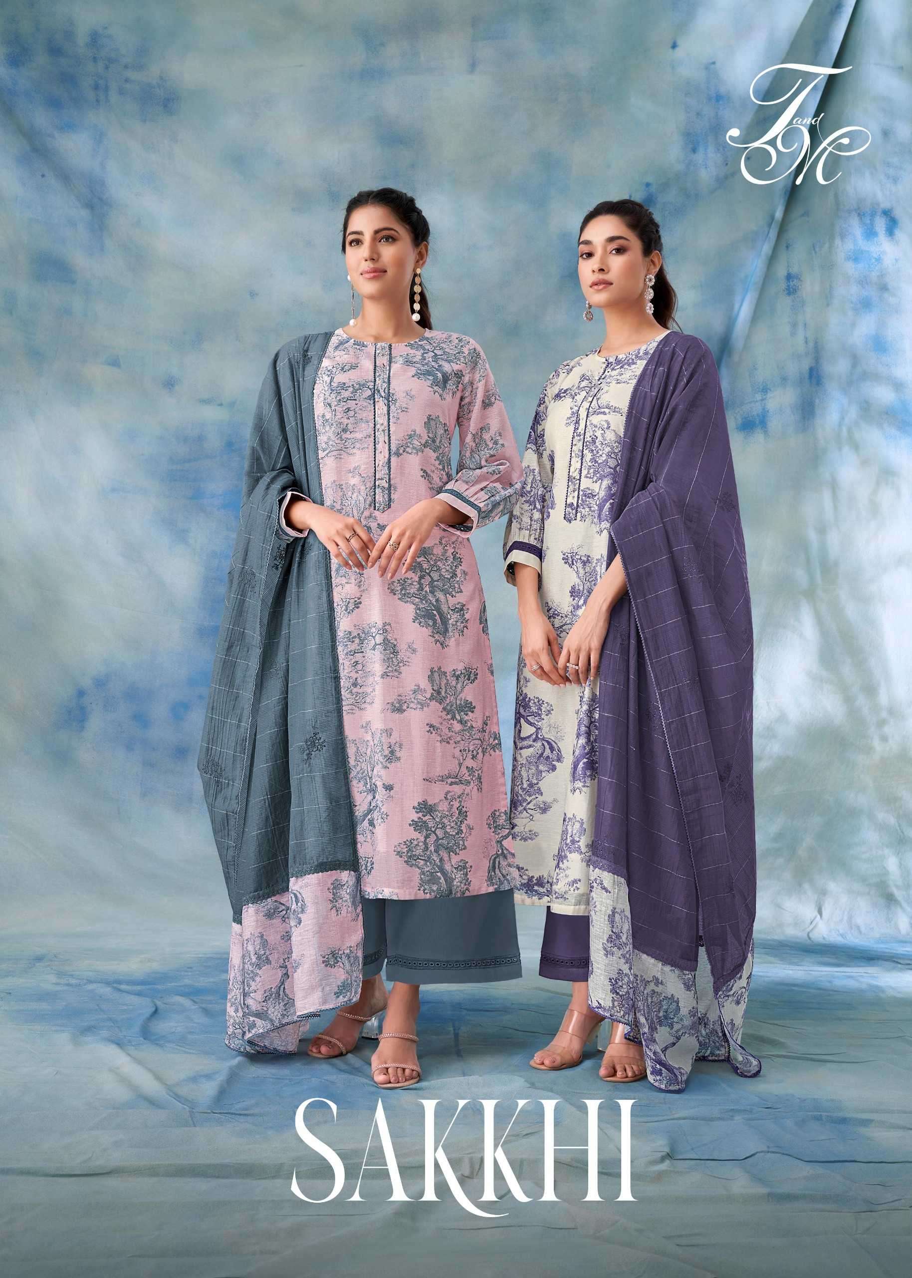 t & m designer sakkhi Viscose Flex Linen Digital Print suit