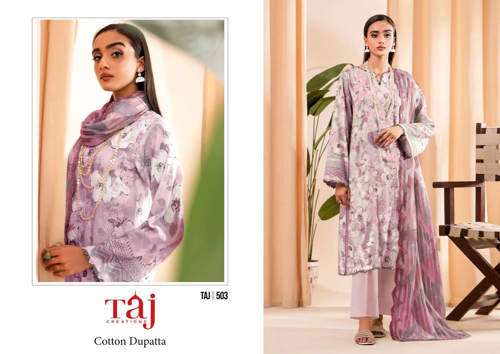 Taj 502 & 503 designer  Pure Cotton suit 