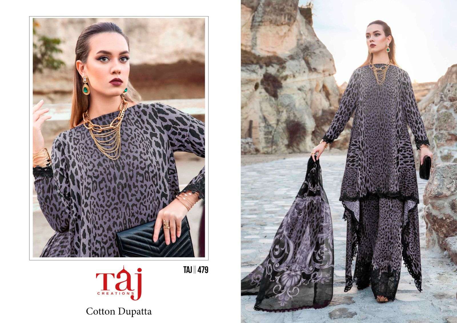 taj creations 479 designer pure cotton suit 