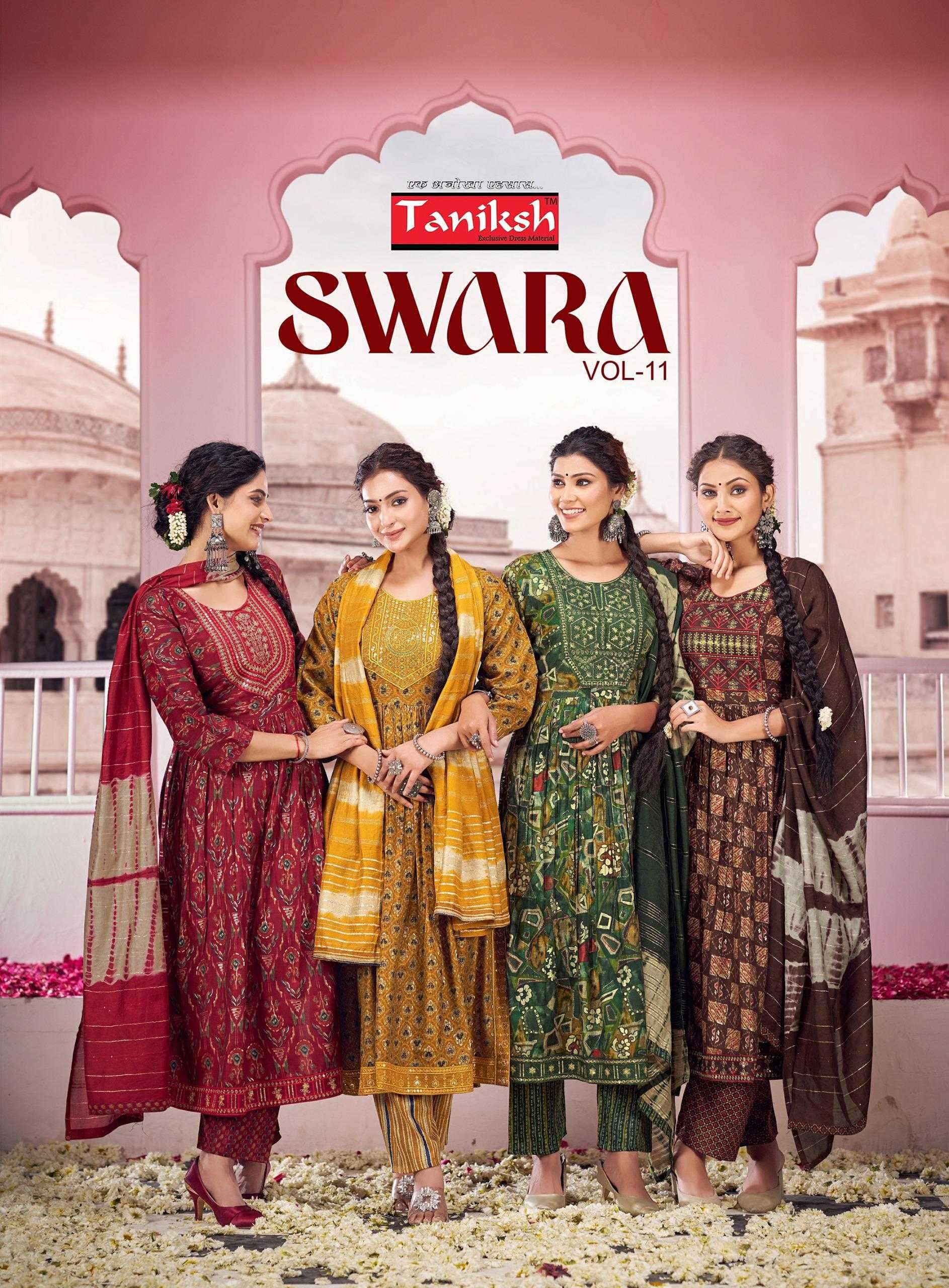 taniksh swara vol 11 series 11001-11005 rayon readymade suit 