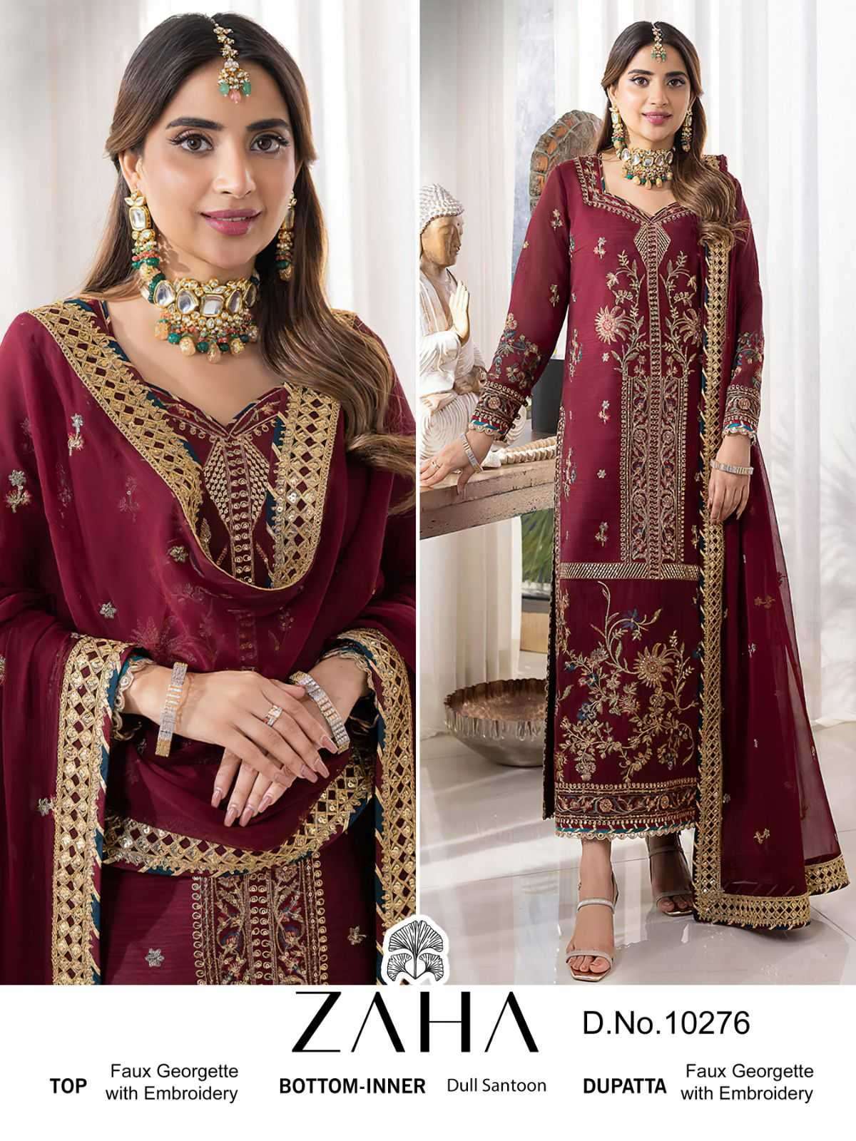 zaha 10276 georgette heavy embroidered suit