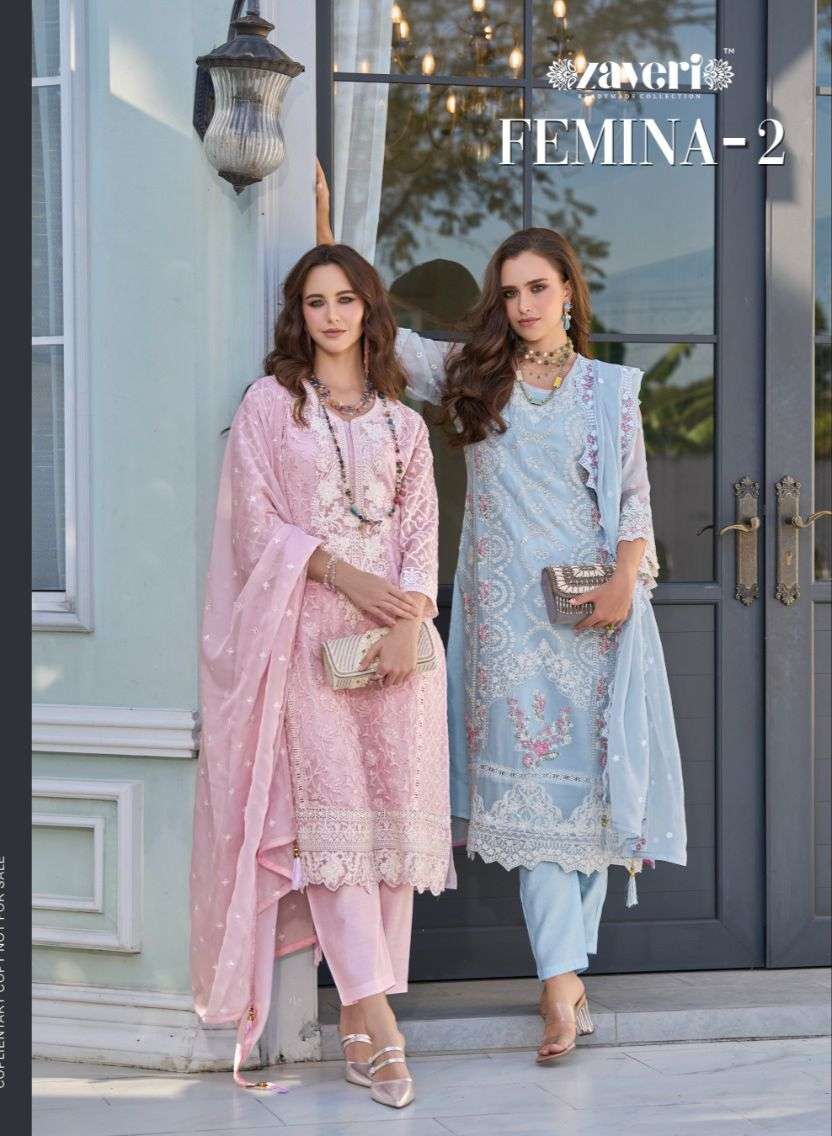 zaveri femina vol 2 designer Soft organza readymade suit 